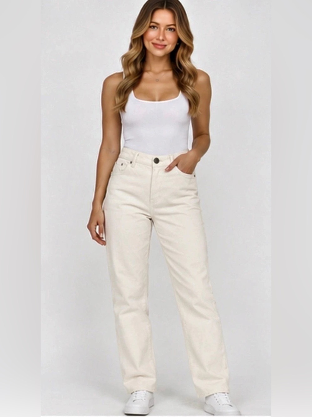 Everlane The Cheeky Jean Women’s 29 Regular Ivory White 100% Cotton High Rise
